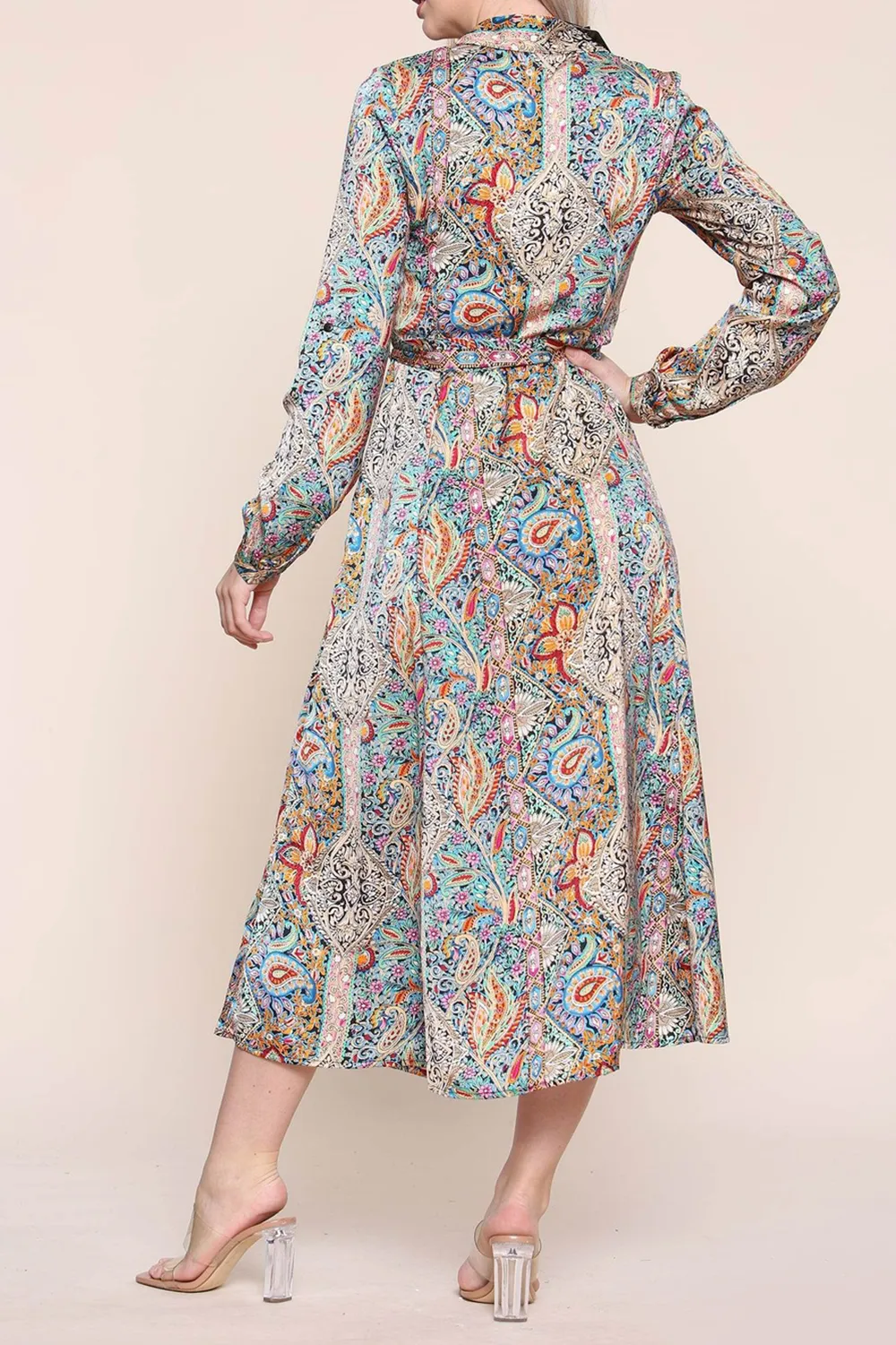 Women's Green Paisley Maxi Dress