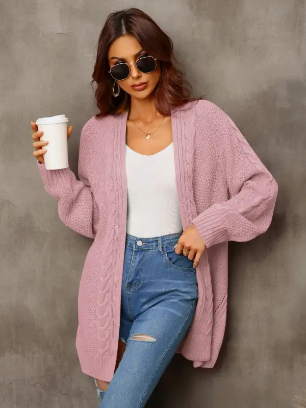 Women's Mid-Length Long Sleeve Knit Cardigan