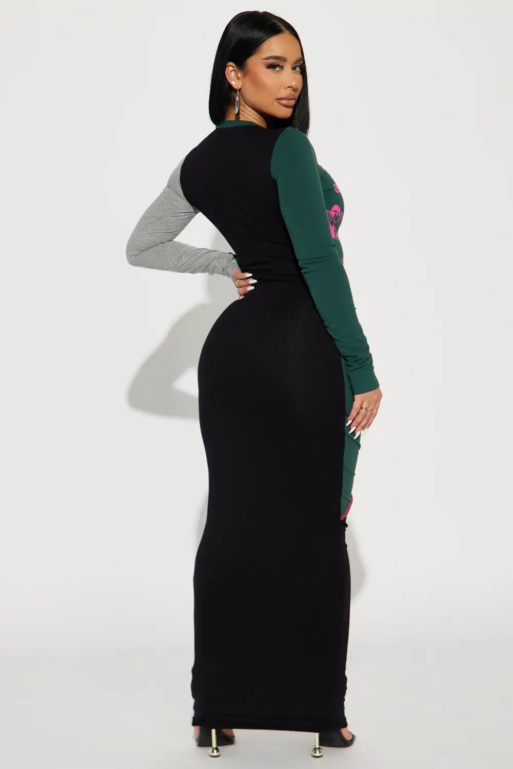 Rebel Without A Cause Maxi Dress - Grey/combo