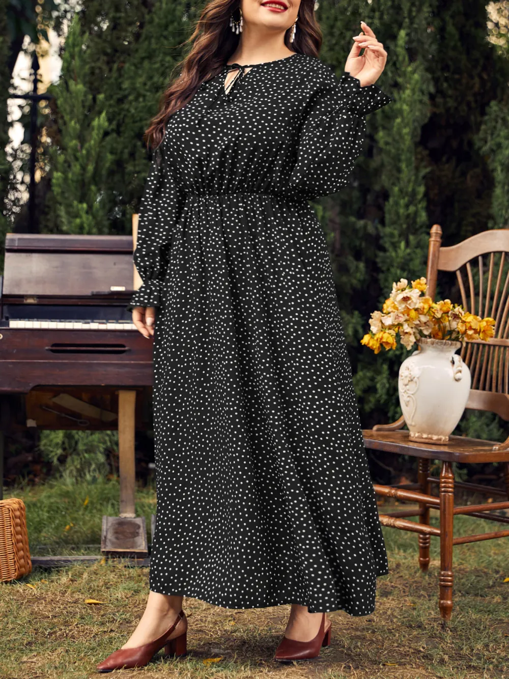 Polka Dot Loose Long Sleeve Dress