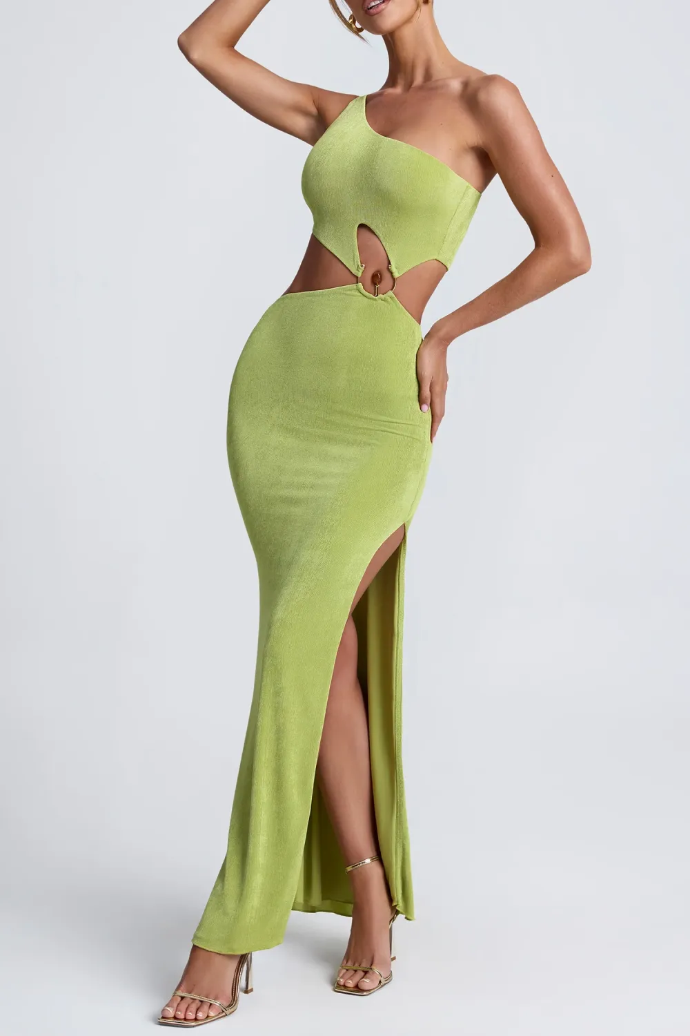 Statement Maxi Dress With Asymmetrical Neckline