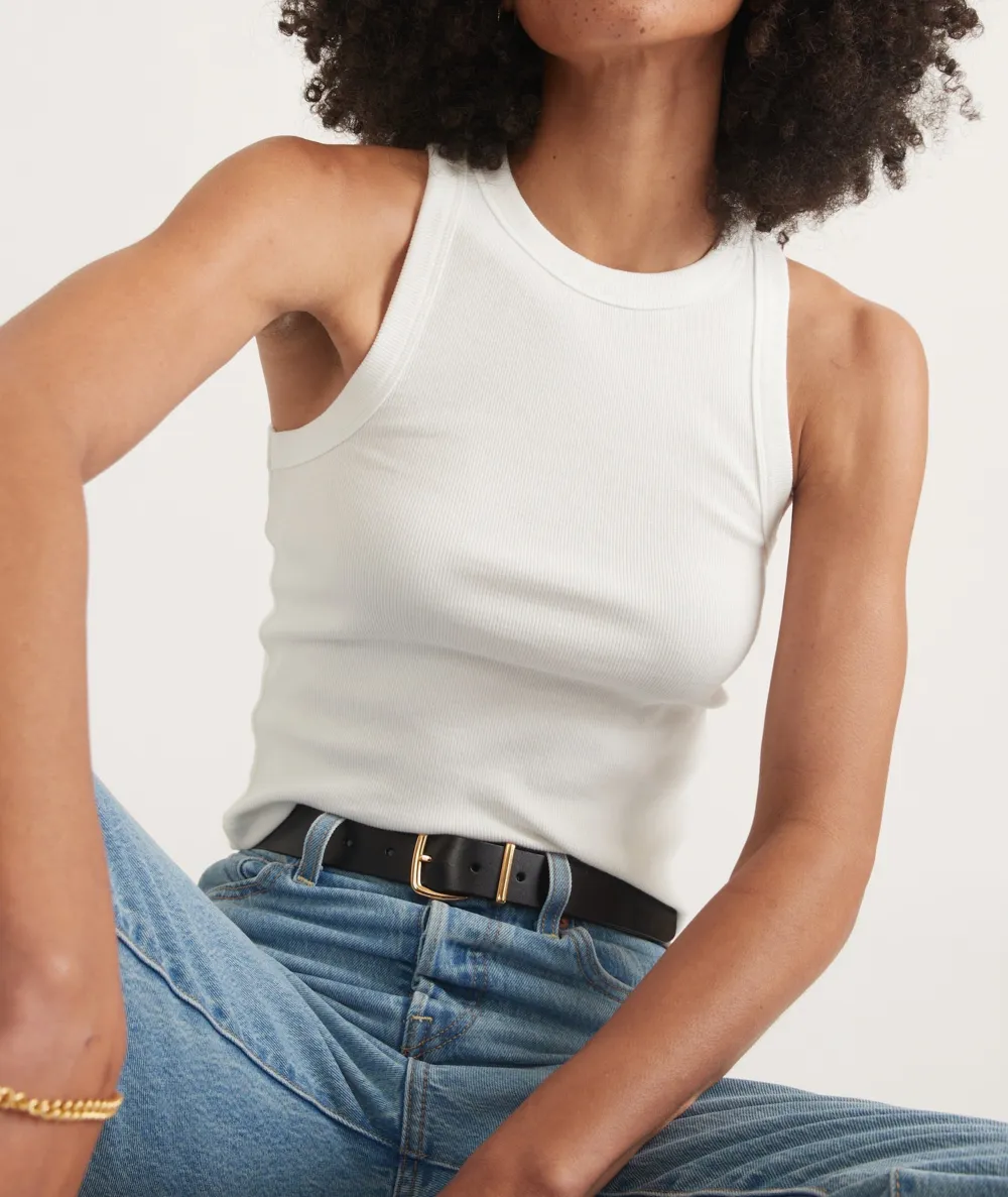 Crisp White High Neck Tank