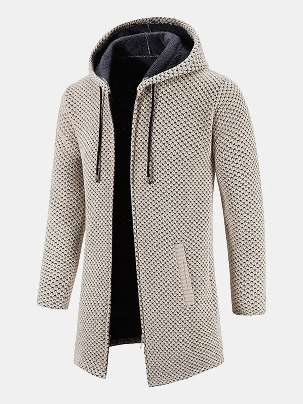 Long Line Textured Hooded Cardigan