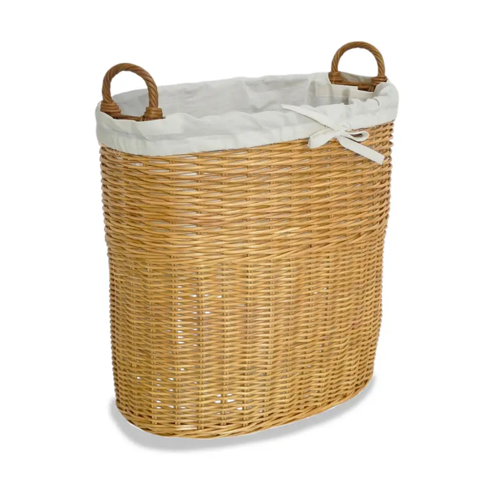 Tall Oval Wicker Tote Basket