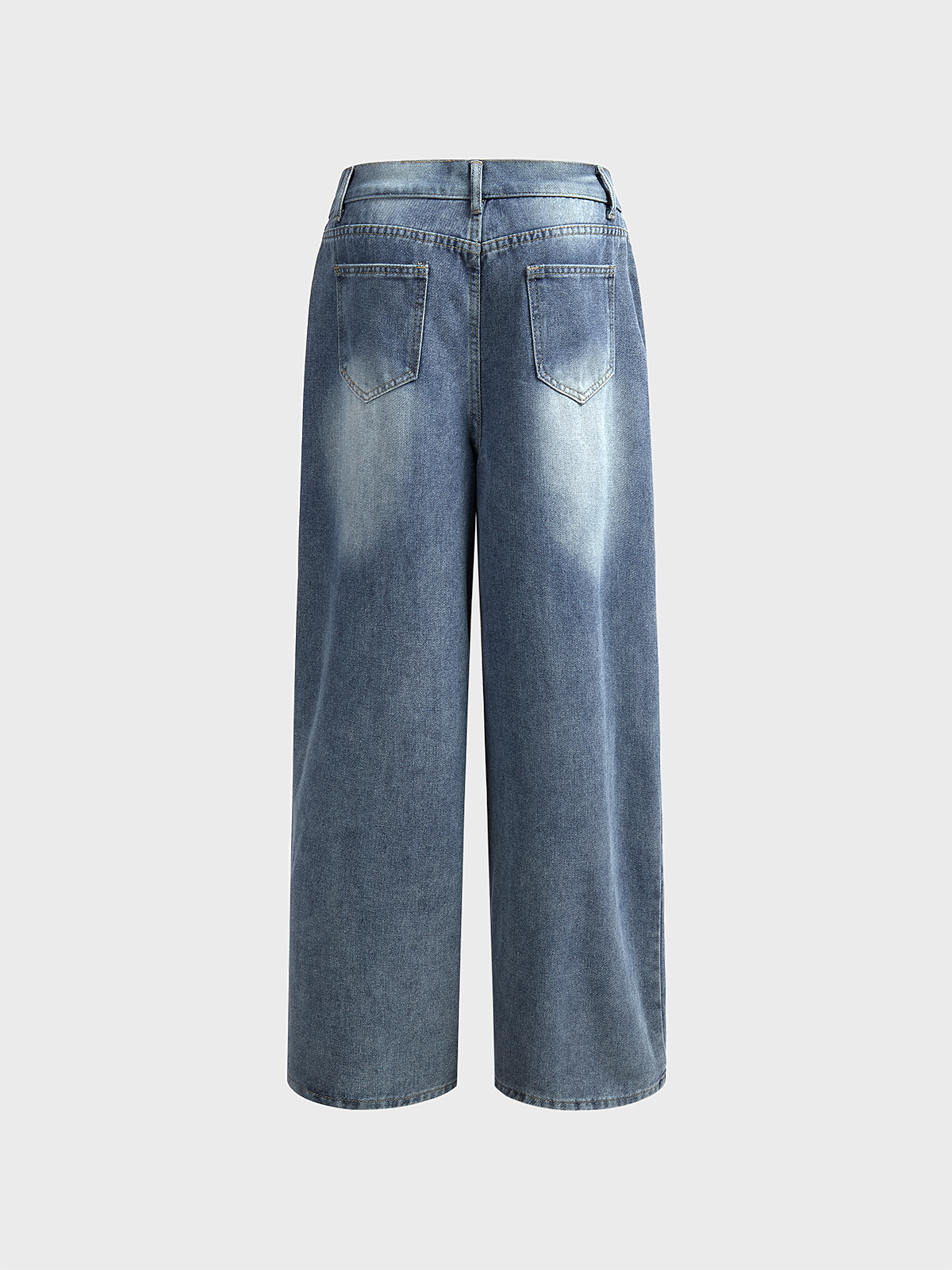 Denim Plain Wide Leg Pants Jeans