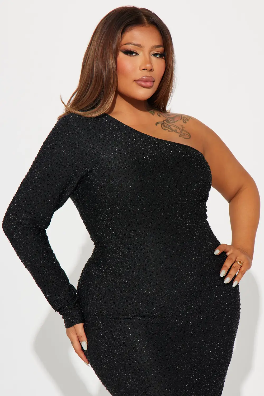 Cherie Embellished Midi Dress - Black