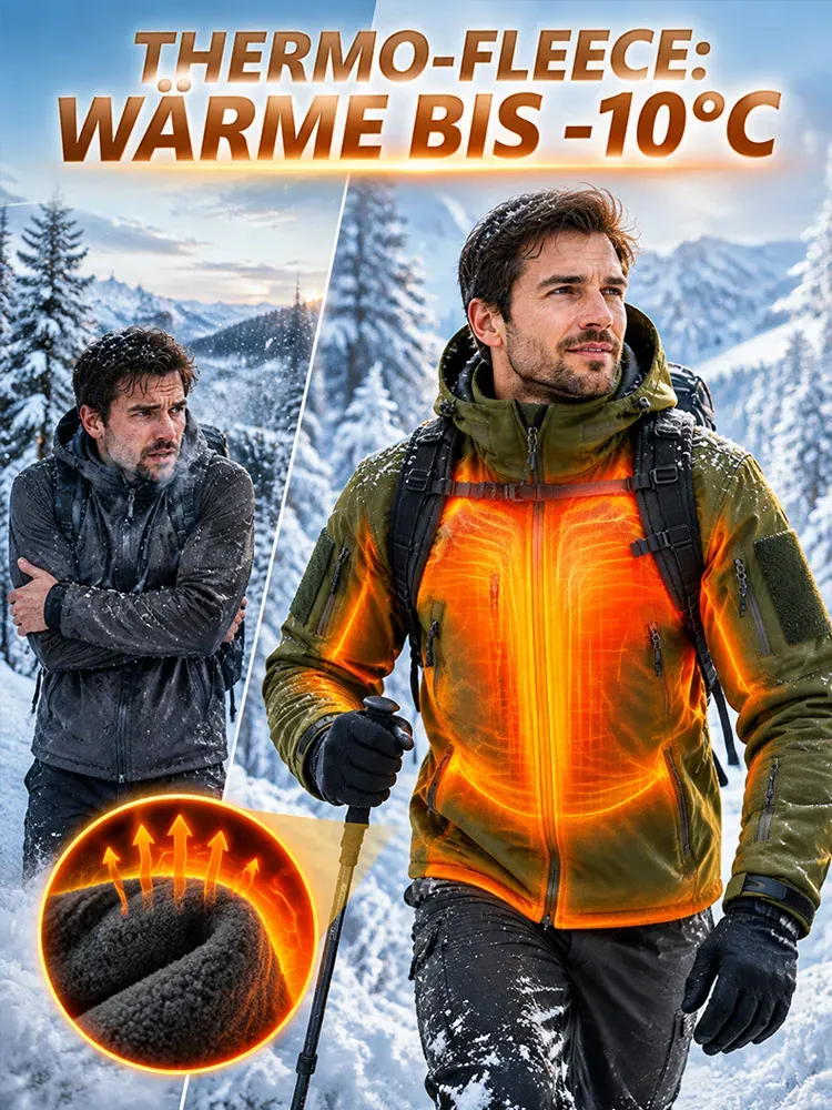 Men's Softshell Jacket Set Windproof Water-Resistant Fleece-Lined Durable