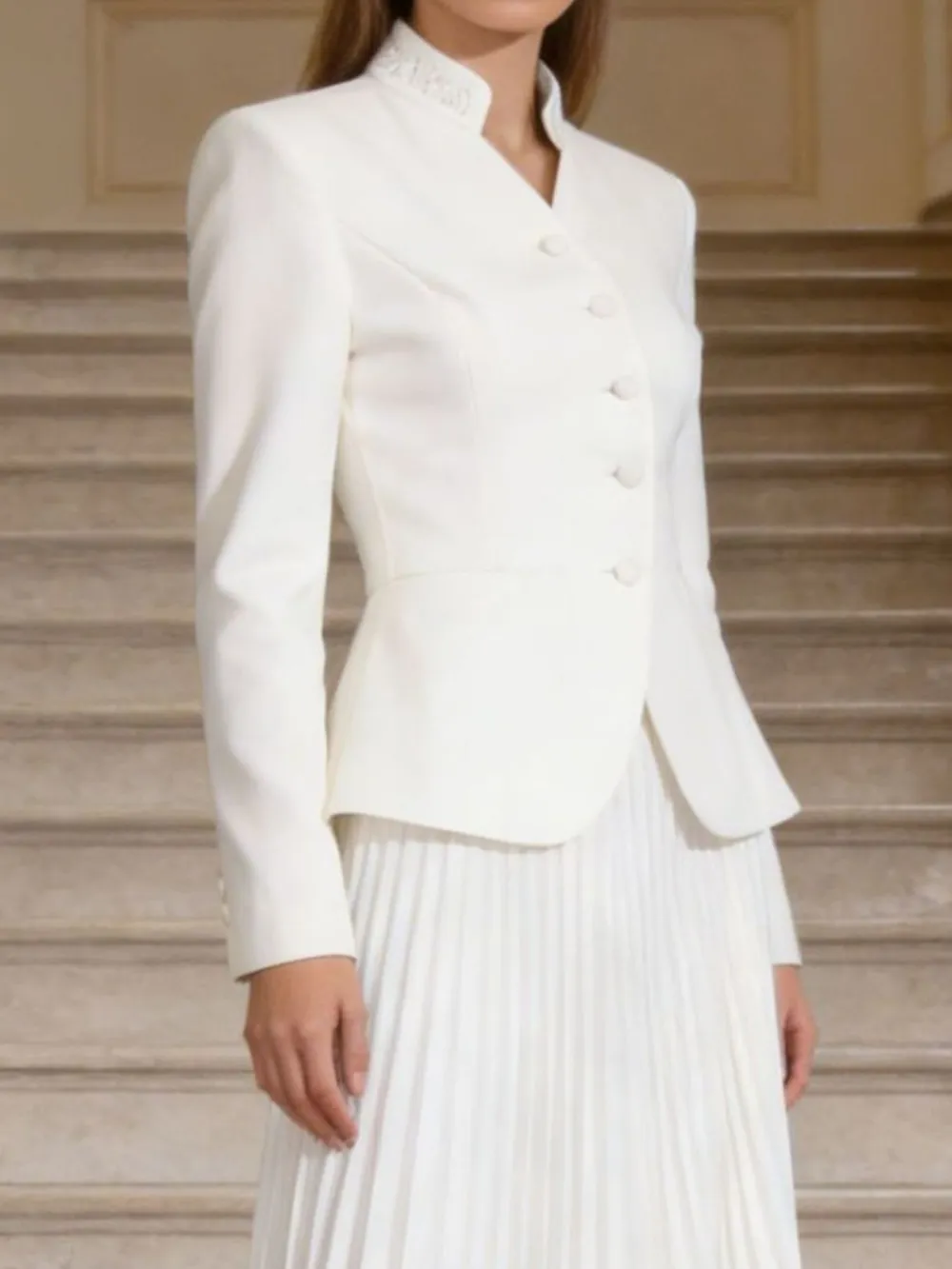 Draped Button Front Long Sleeve Coordinated Set