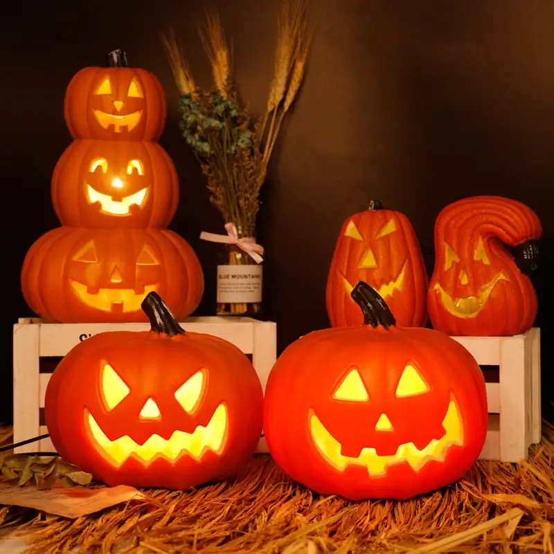 Halloween Pumpkin Led Light Lamp Creative Lantern Decoration Flashing Light Gypsophila Ghost Festival Dress Up Glowing