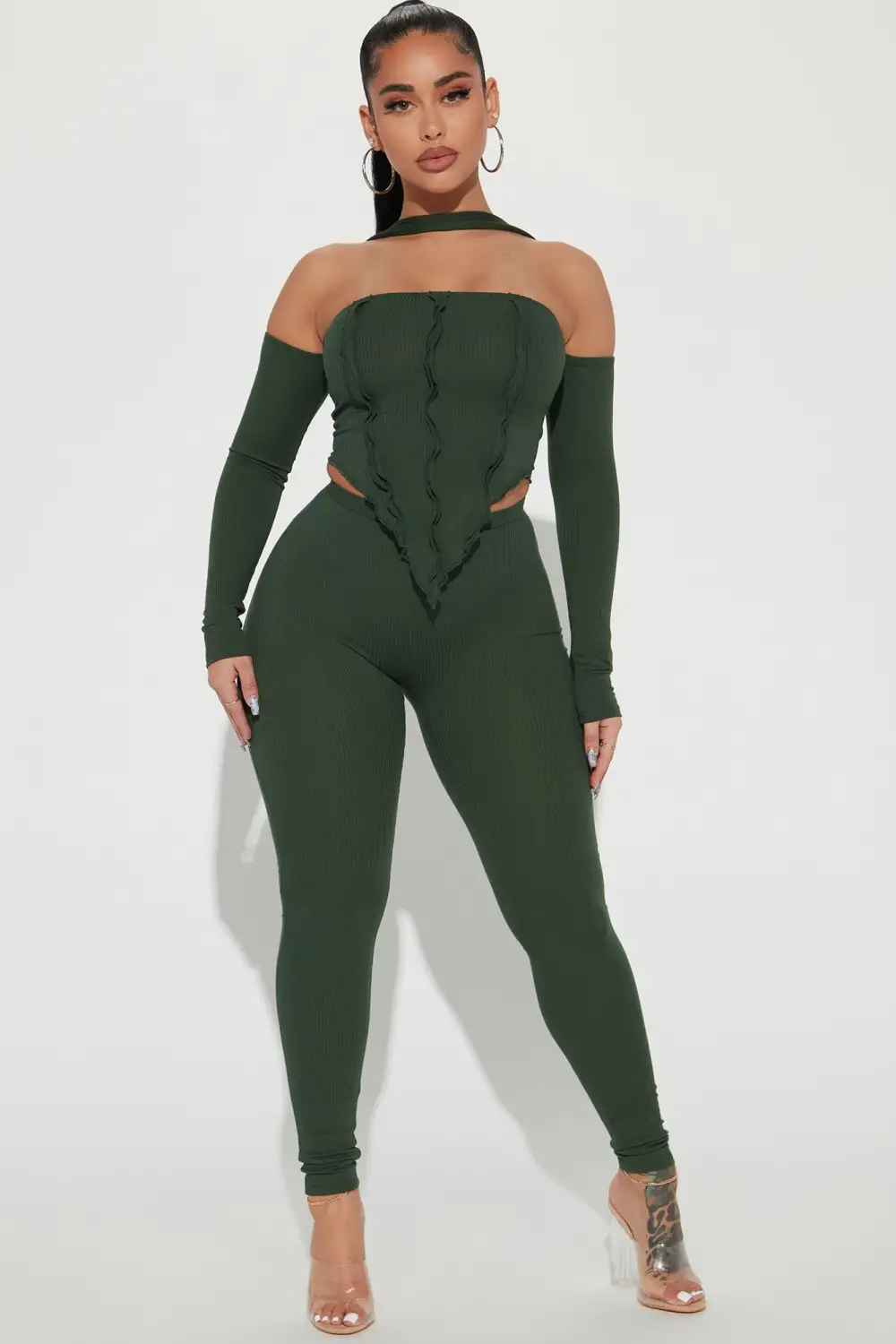 Off For The Night Legging Set  - Olive