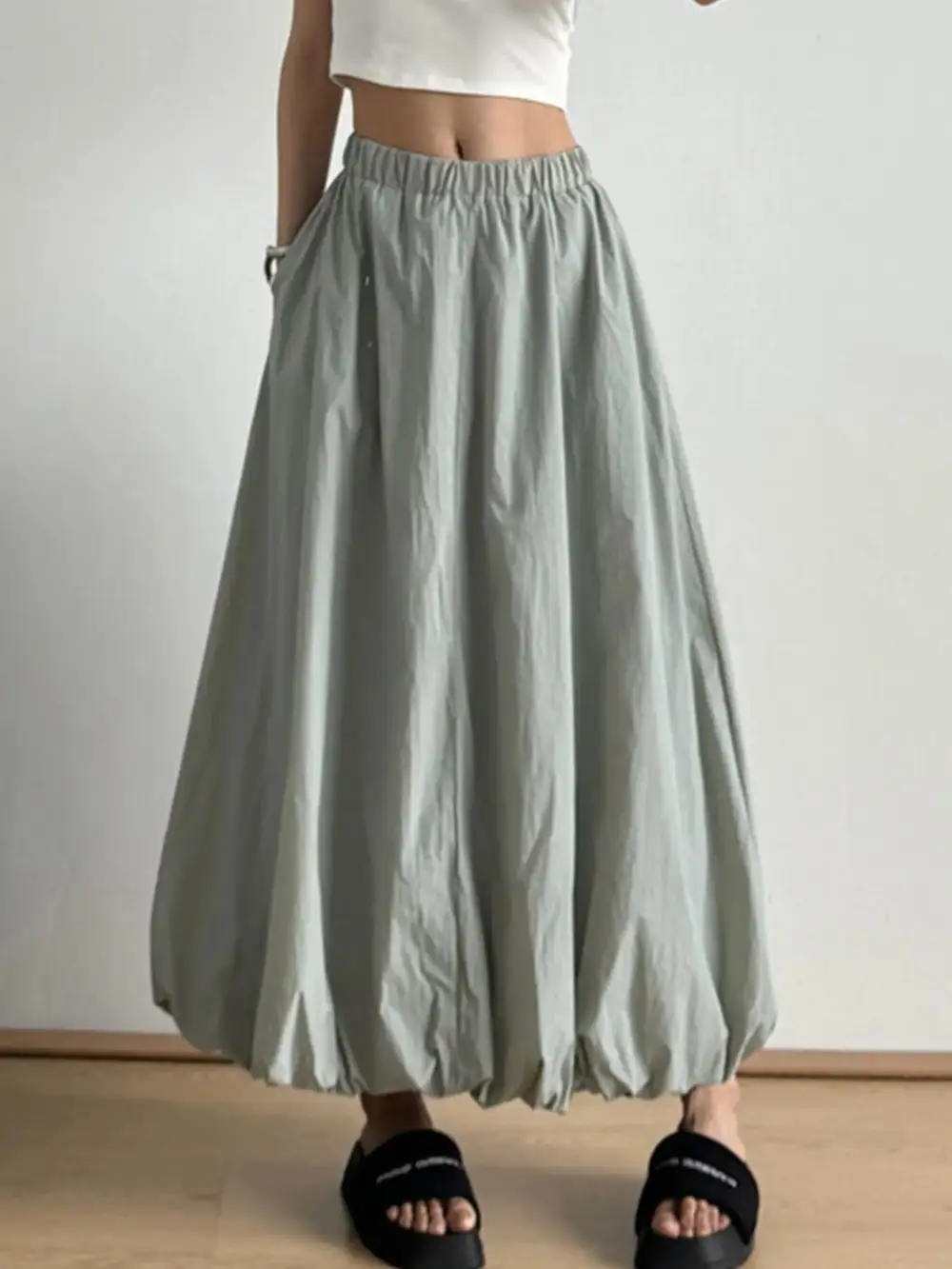 Elastic Waist Maxi Skirt