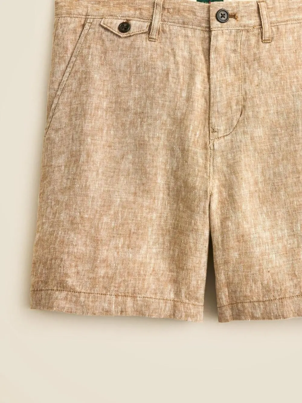Light Brown Linen Texture Shorts