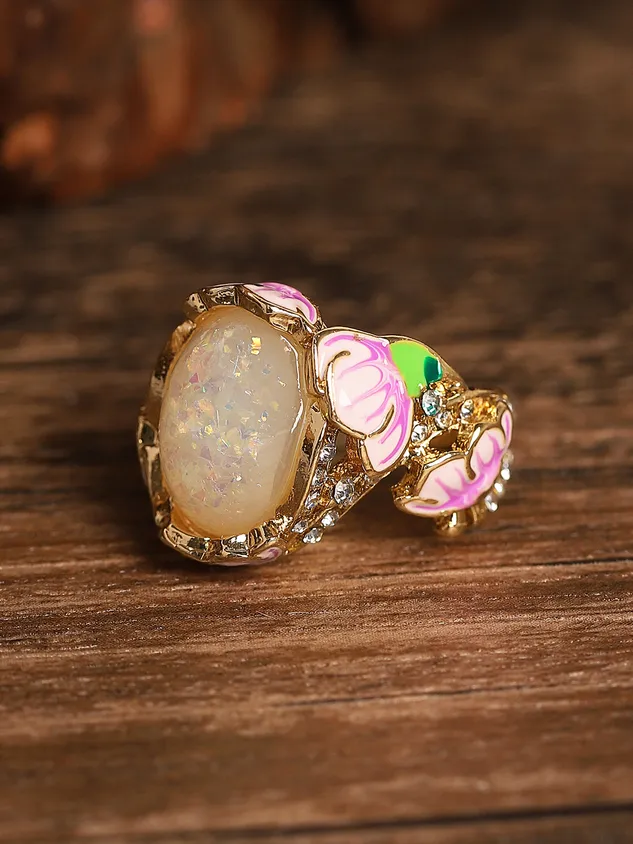 Enamel Opal Painted Ring