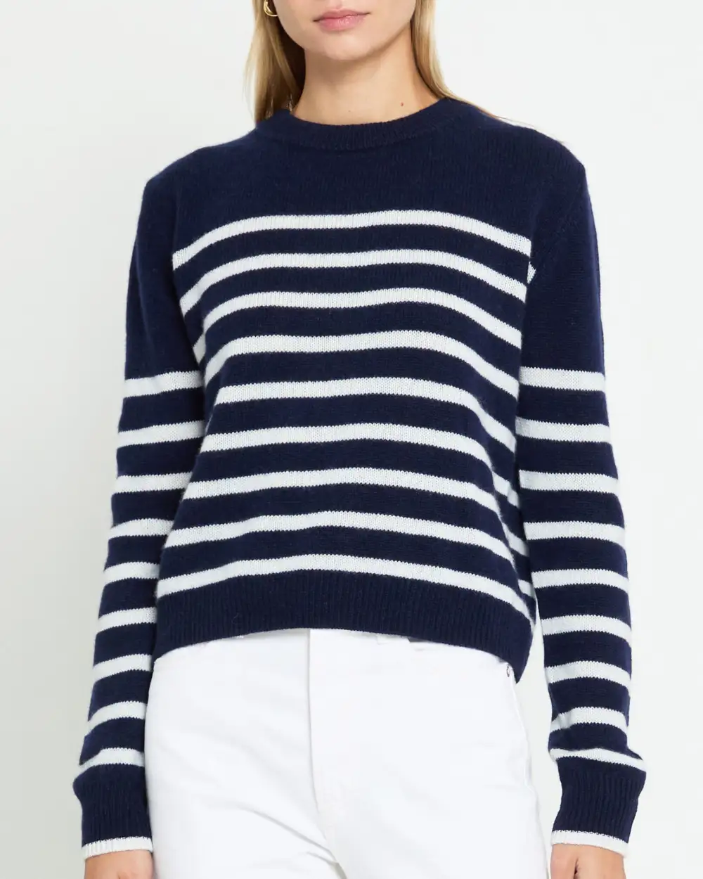 White Stripe Cashmere Sweater
