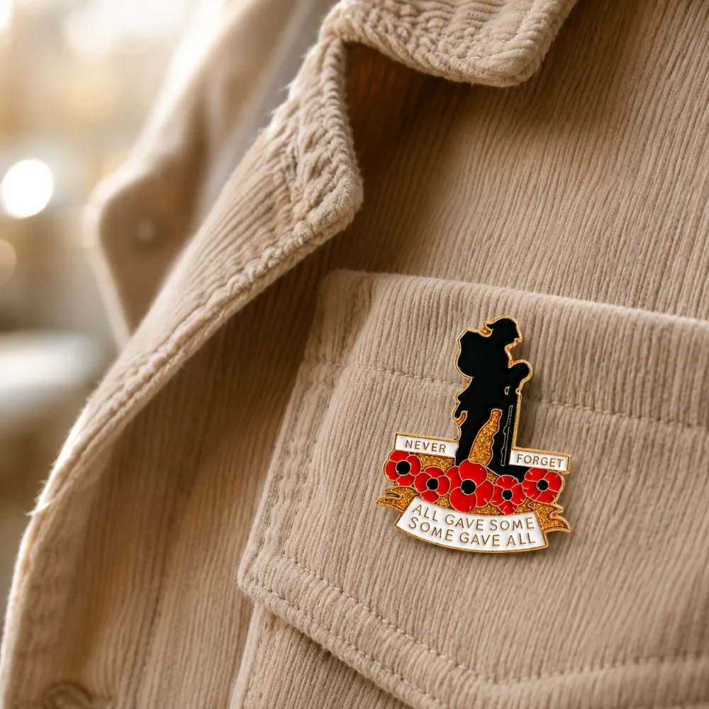 US/EU Cross-border Hot Poppy Flower Brooch British Legion Soldier Denim Backpack Collar Clip Badge Accessories Wholesale