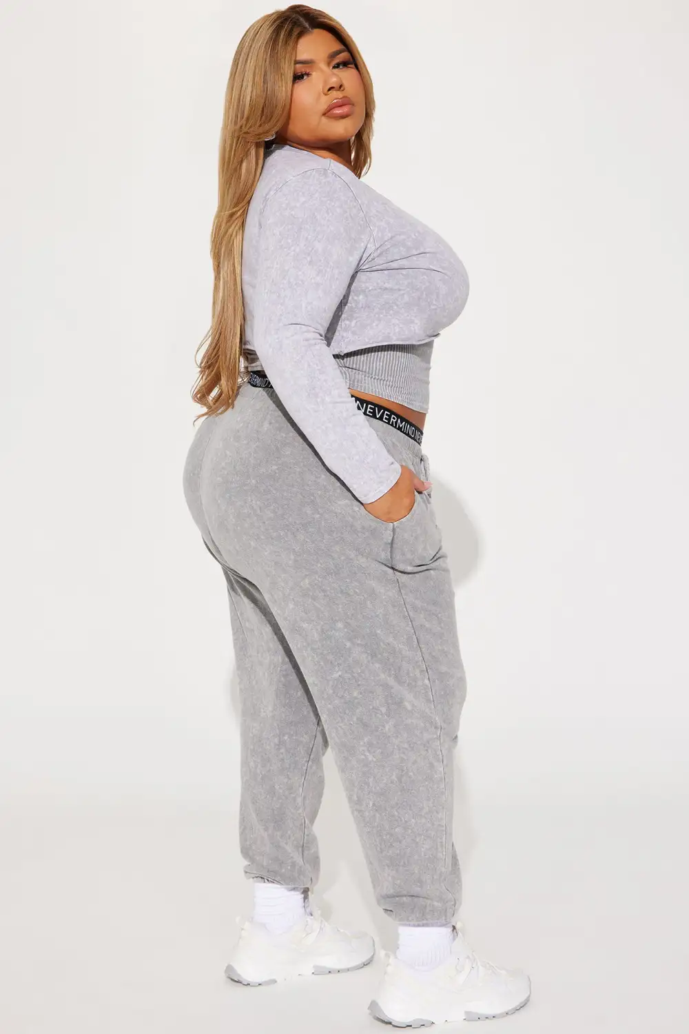 First Sight Mineral Wash Jogger Set - Grey