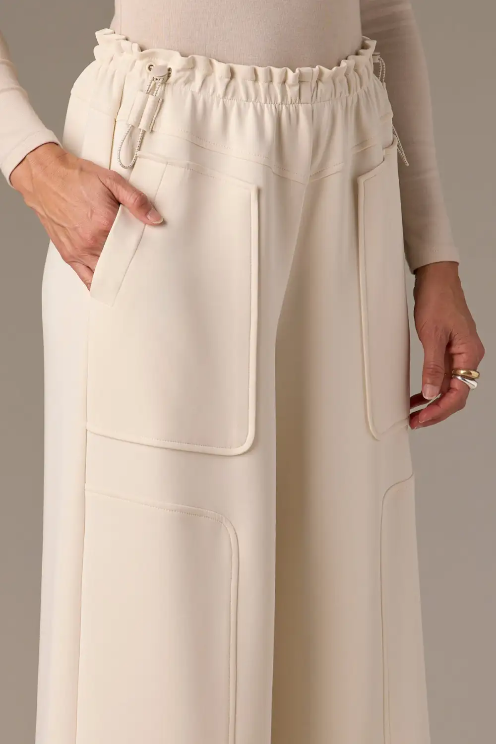 Petite Pull-On Side Slit Wide Leg Pants