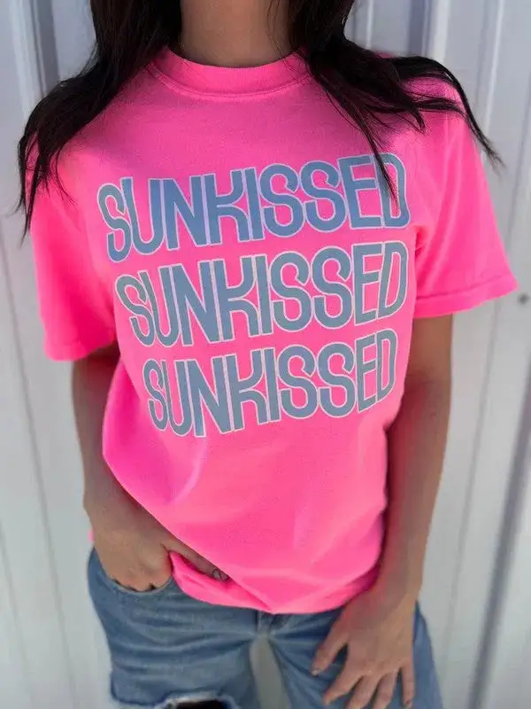 Neon Pink Sunkissed Three Times Over Graphic Tee