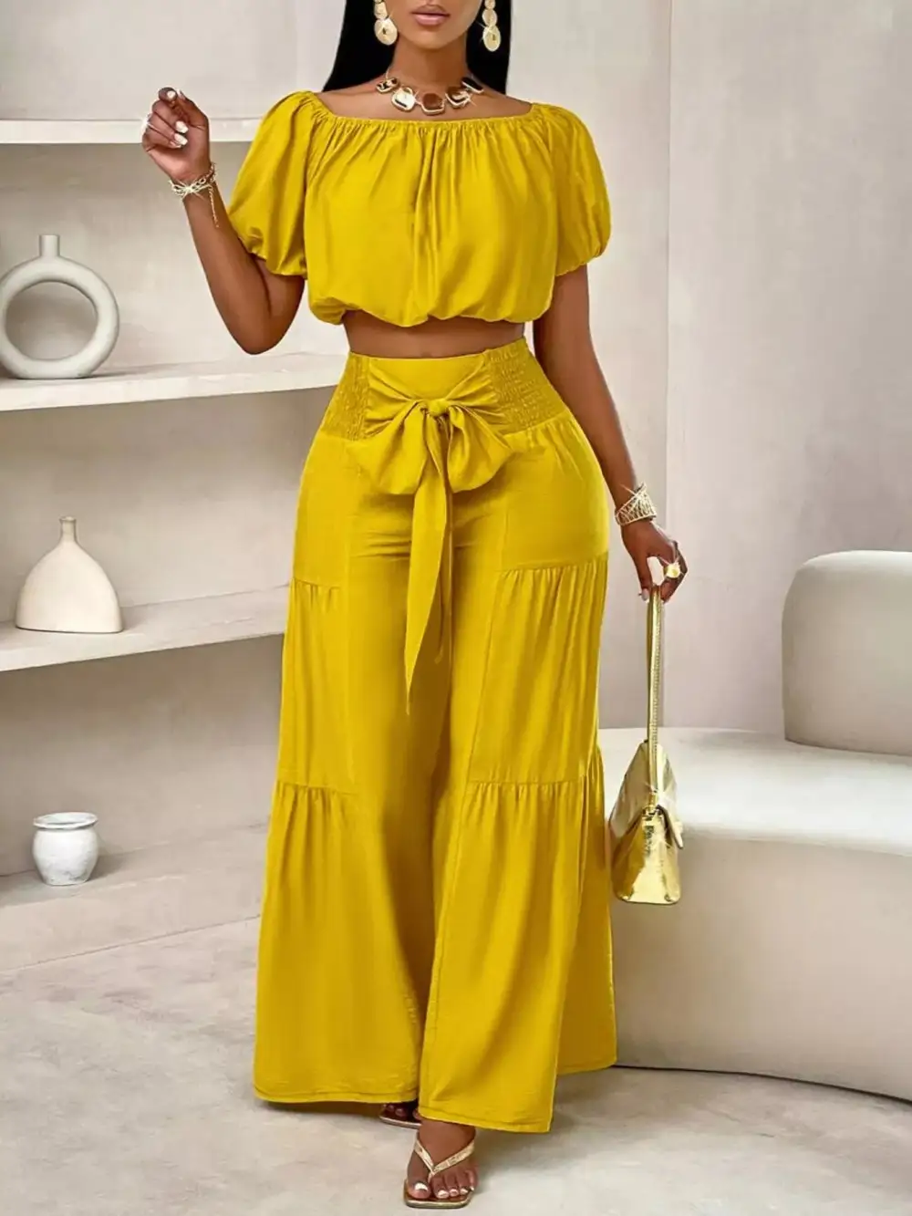 Easygoing Wide Leg Shoulder Jumpsuit
