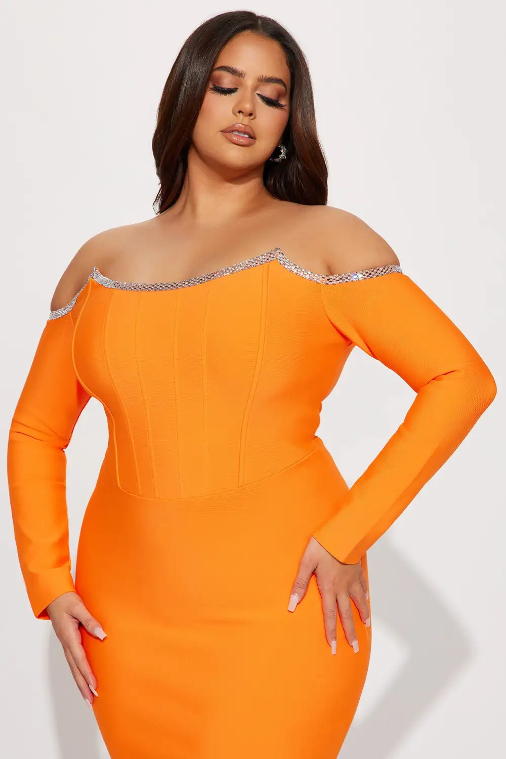 Shaken Not Stirred Bandage Midi Dress - Orange