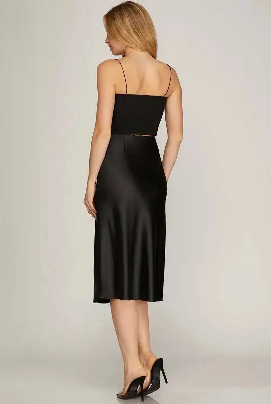 Refined Satin Midi Skirt