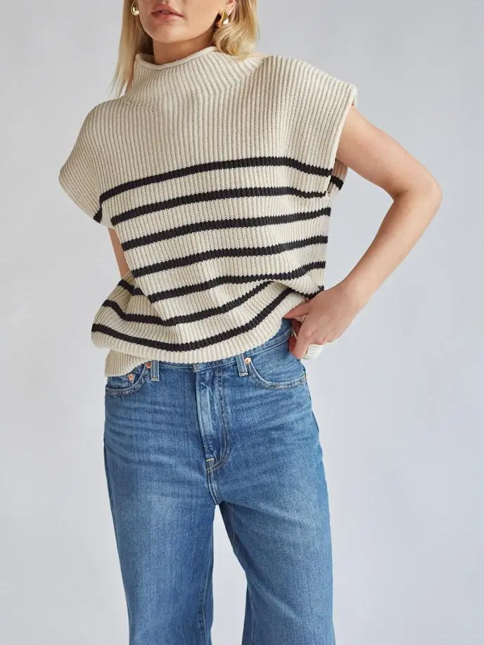 Mock Neck Sleeveless Sweater Top