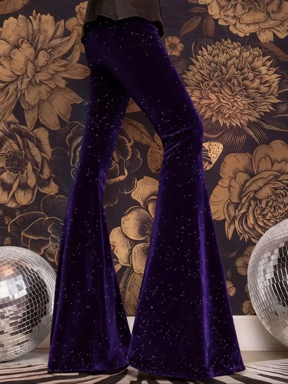Velvet High Waist Flared Pants