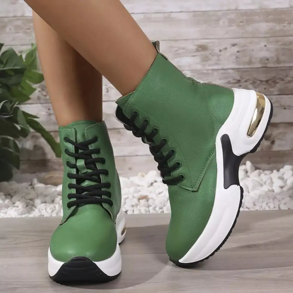 Modern Lace Up Platform Ankle Boots