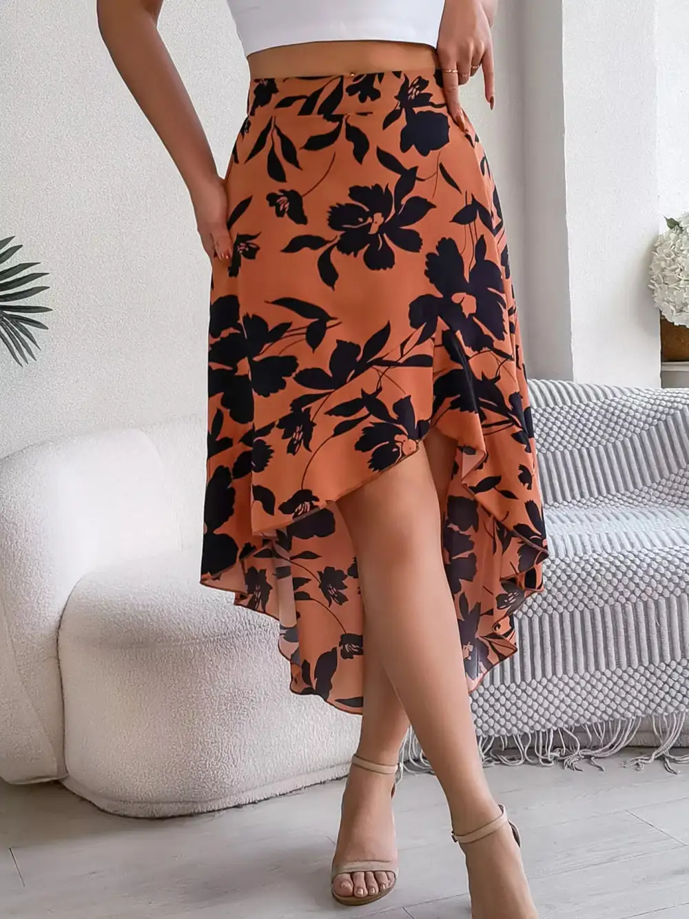Ruffle Floral Skirt