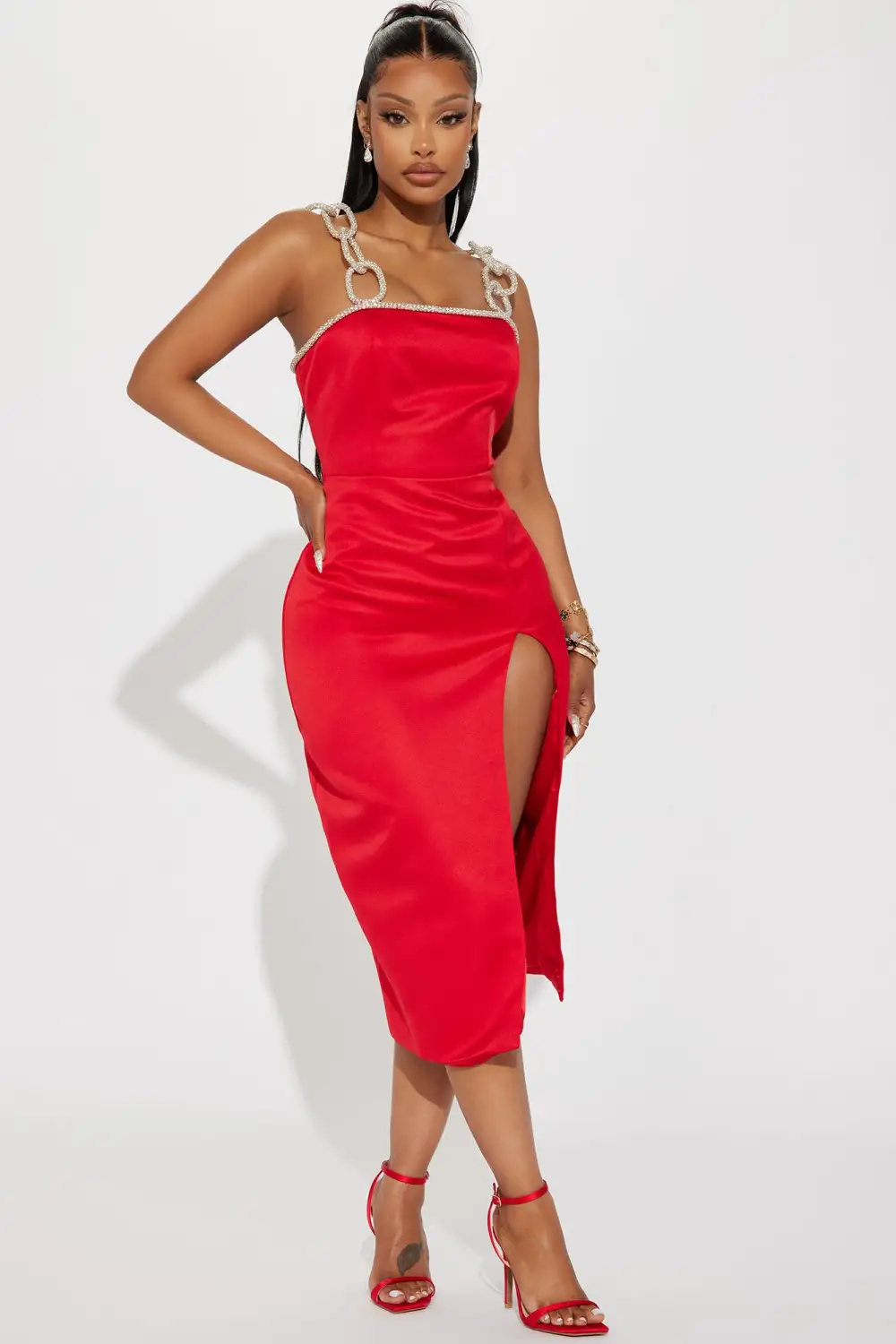 Sienna Midi Dress - Red