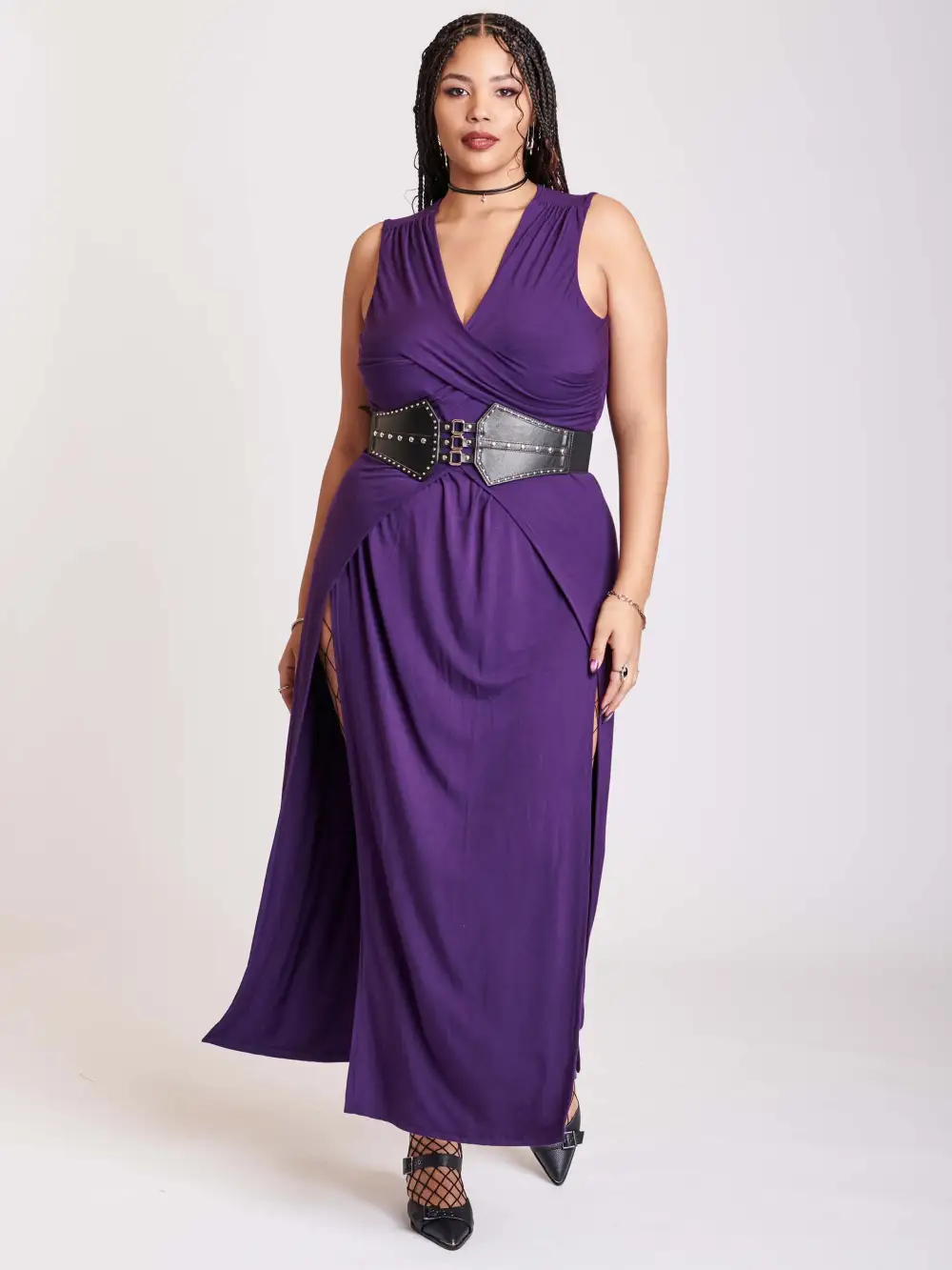 Purple Twist Front Dress