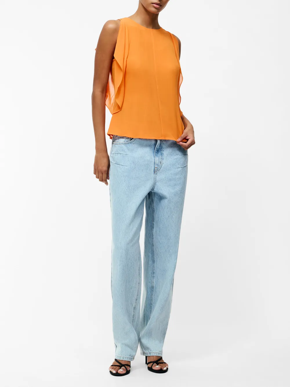 Elegant Solid Color Sleeveless Round Neck Top