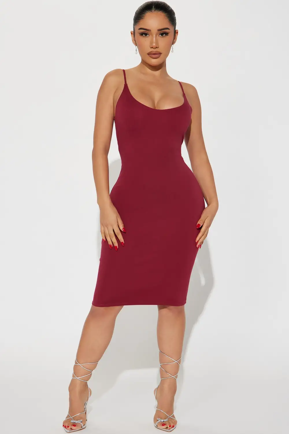 My Main Chic Midi Dress - Burgundy