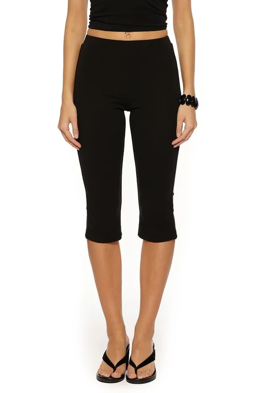Black Stretch Jersey Capri Pants