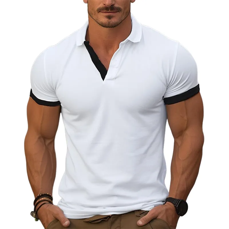 Soft Structure Short Sleeve Collared Knit Contrast Trim Shirt