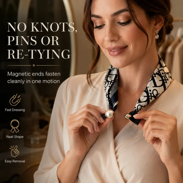 🧣 Effortless Glamour: Pop-On Pearl Necklace Scarf ✨