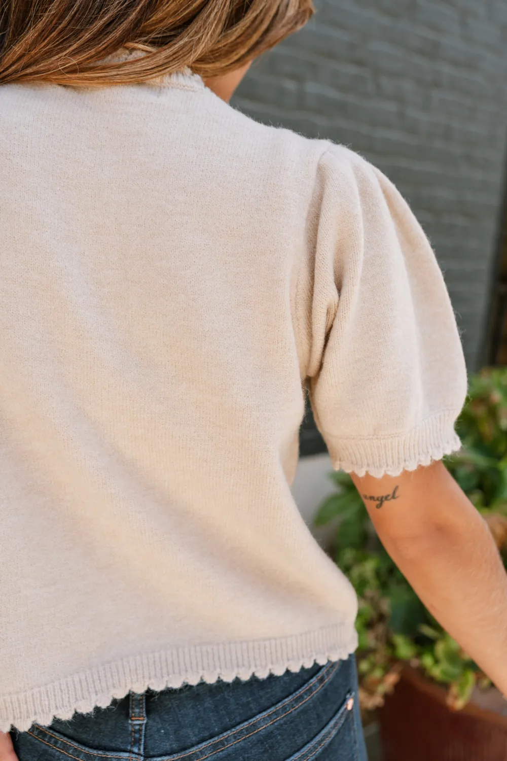 Scallop Hem Plain Cardigan