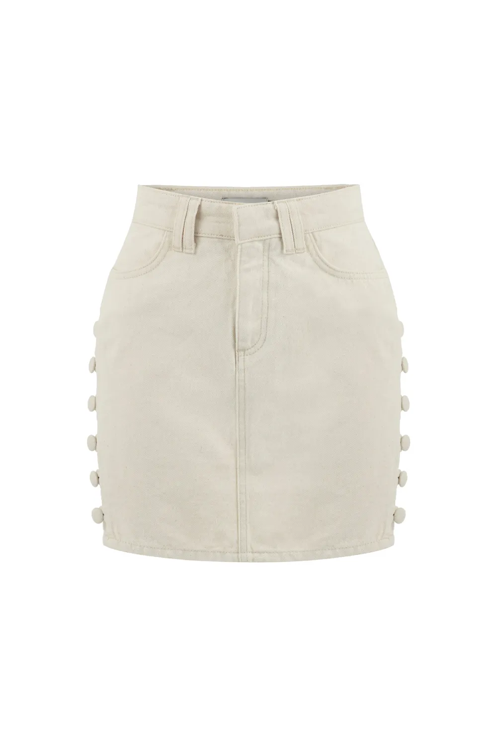 Denim Skirt-White