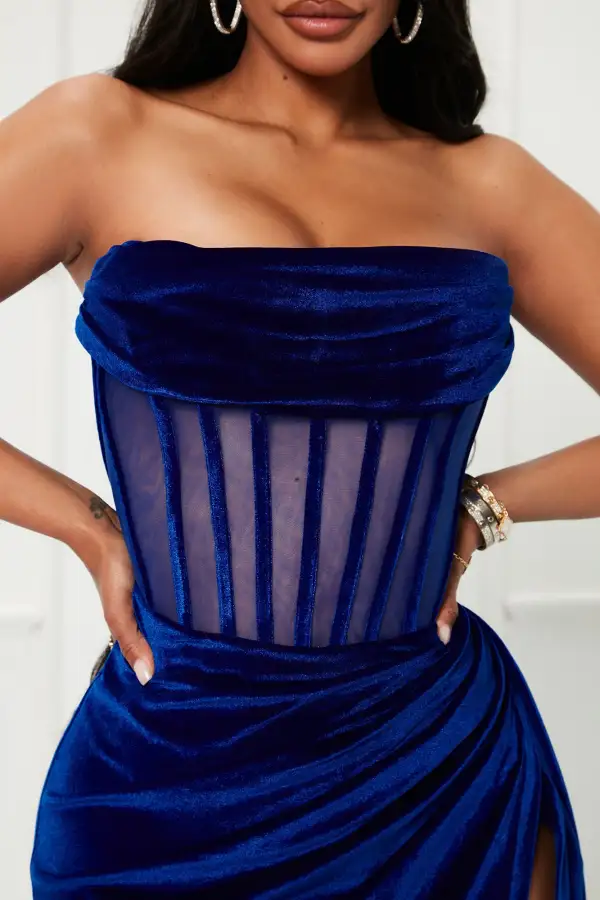 Vivi Velvet Maxi Dress - Royal