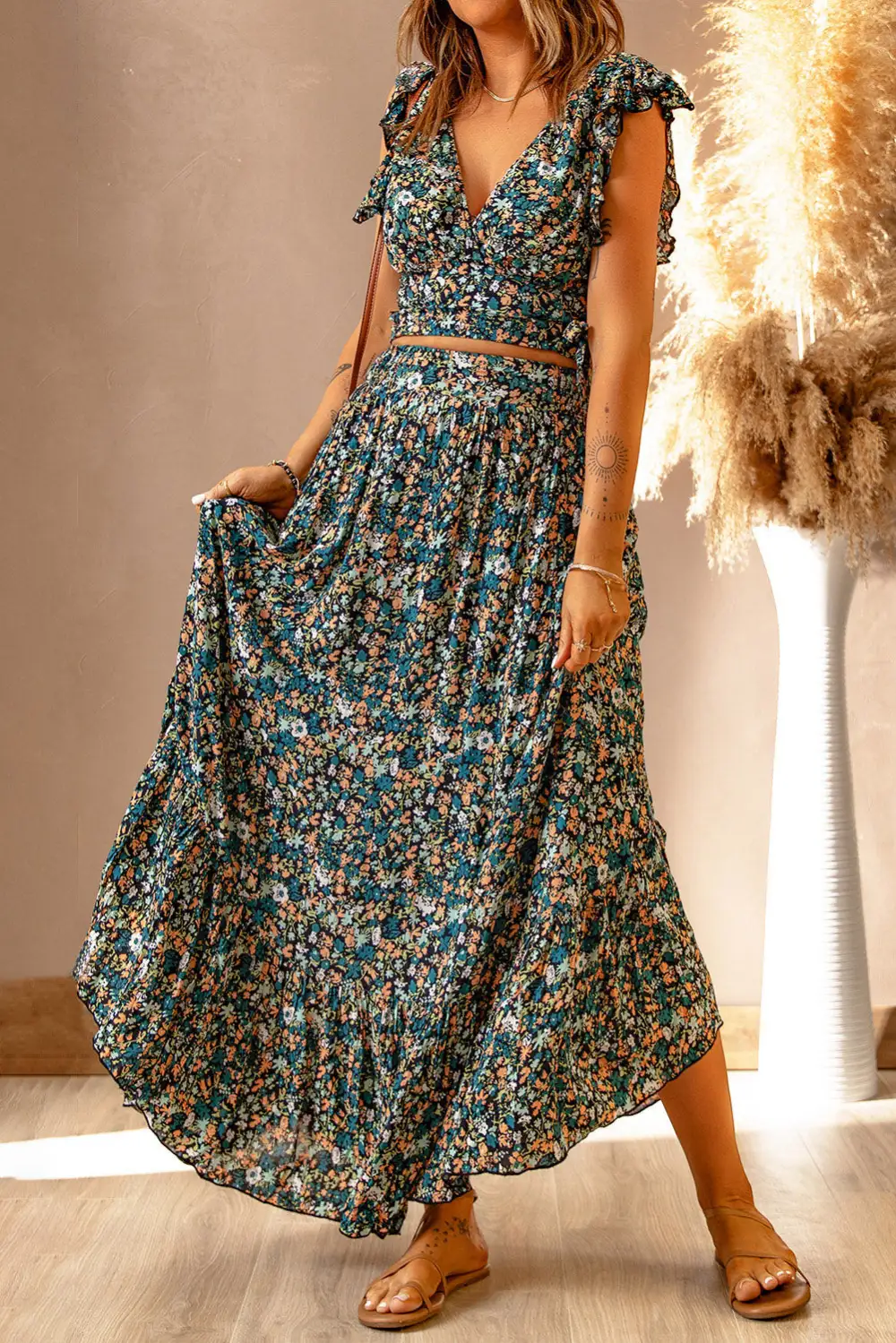 Maxi Floral Ruffle Set