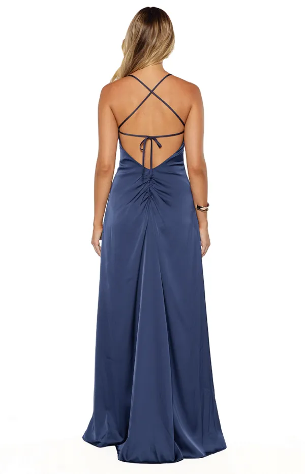 Modern Satin Halter Halter Neck Maxi Dress