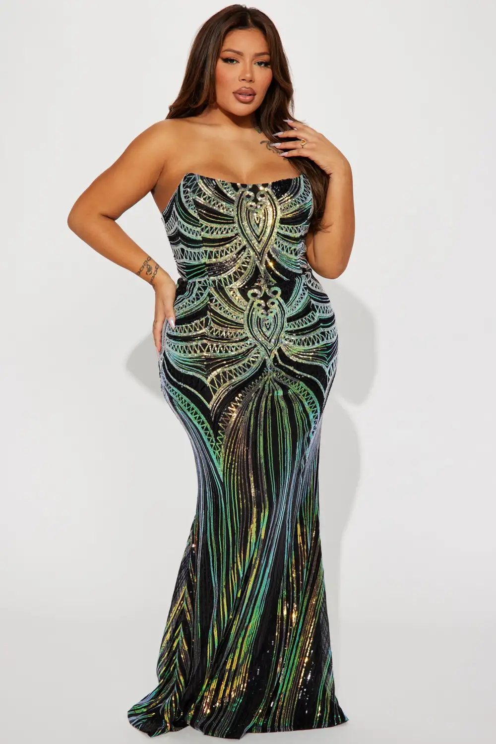 Briana Sequin Gown - Black/combo