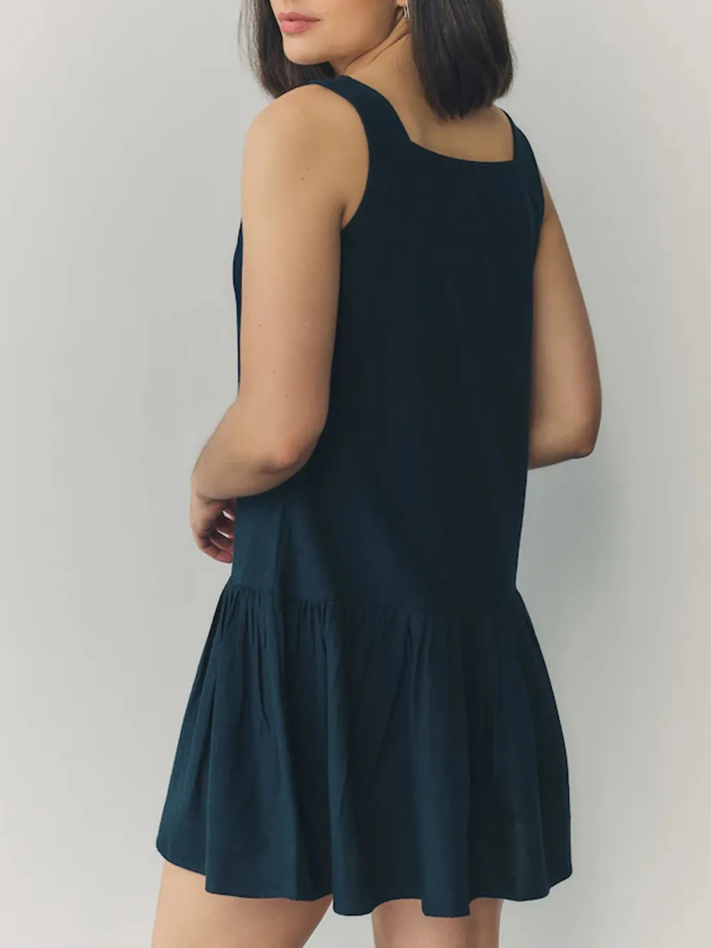 Basic Minimalist Bohemian Style Solid Color Dress