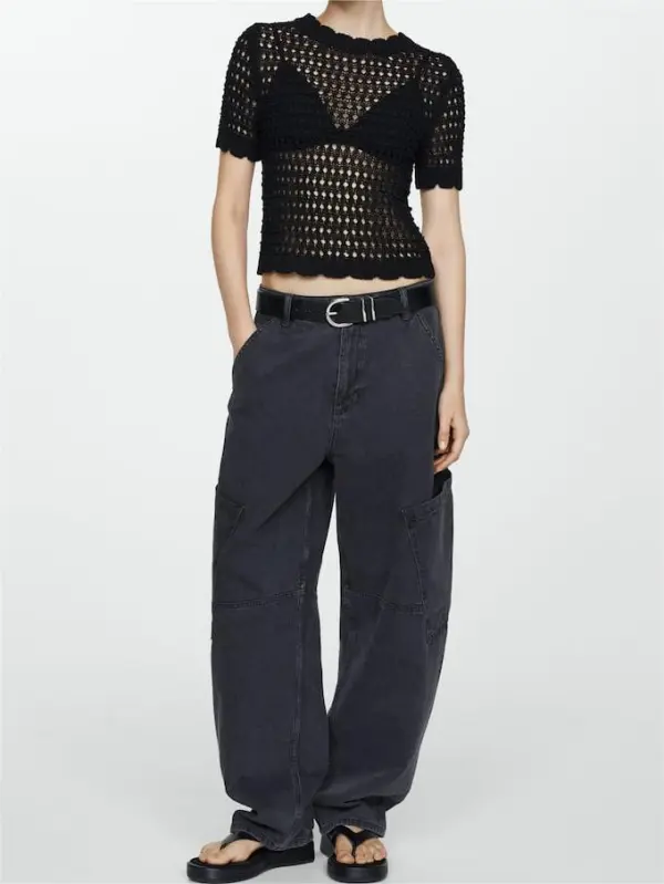 Knitted jumper with openwork details