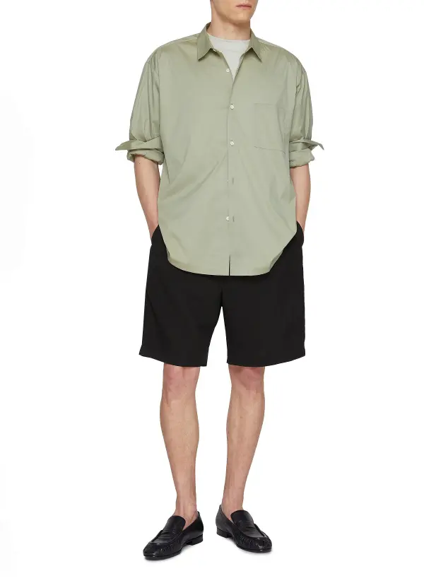 Versatile Relaxed Slim-Fit Button Green Shirt