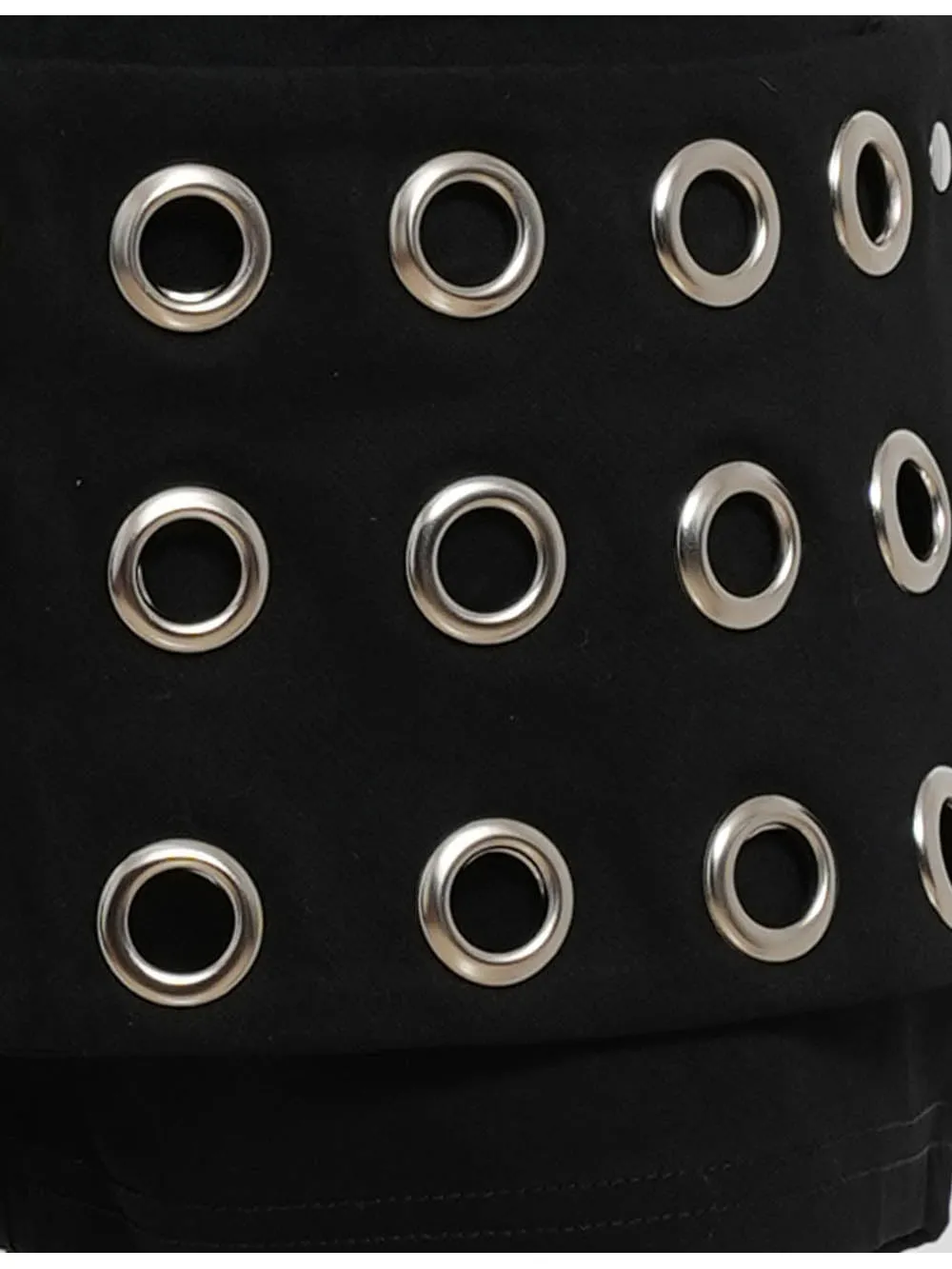 Metal Eyelet Elastic Waist Button Closure Mini Shorts