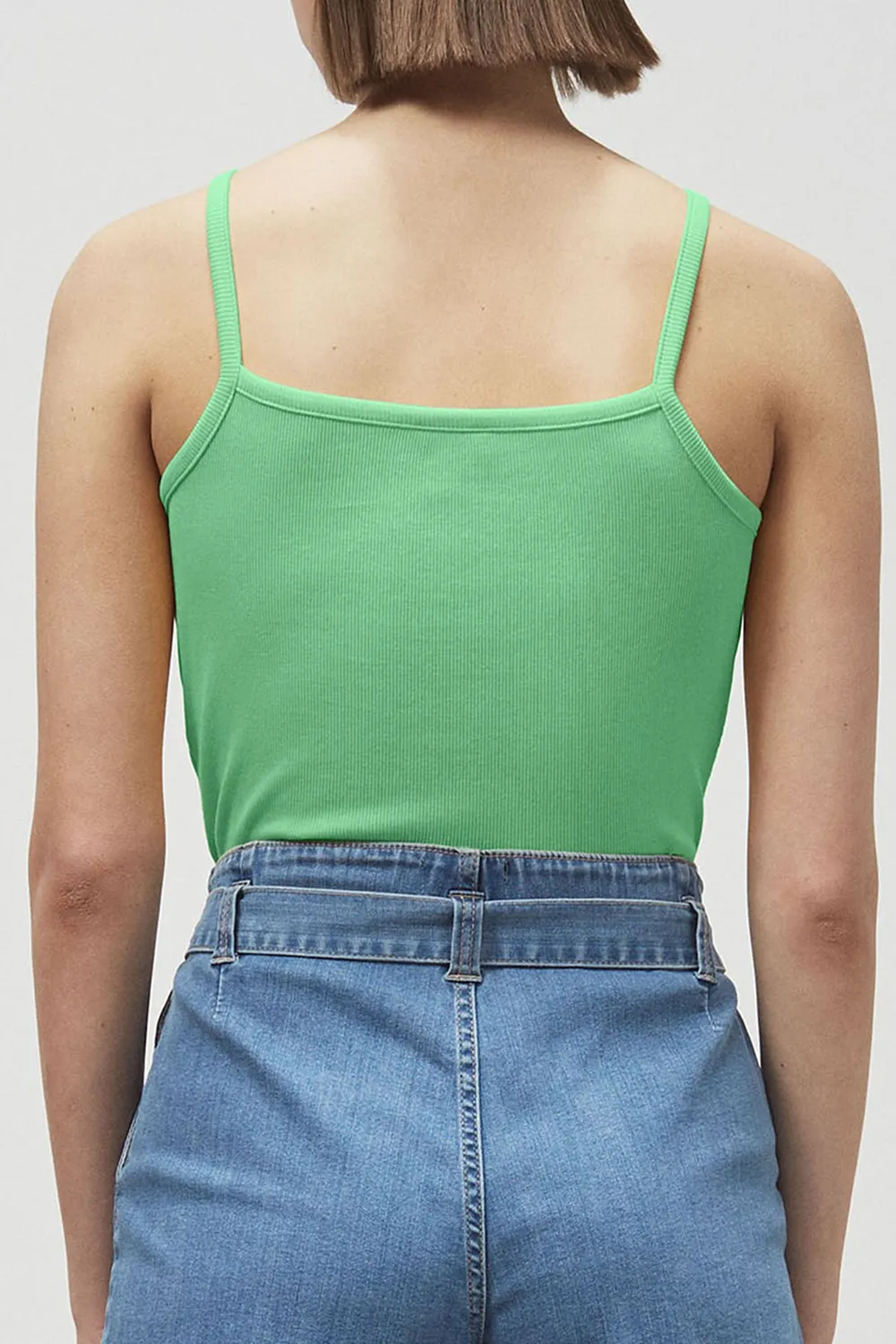 Cotton Square Neck Ribbed Cropped Vest