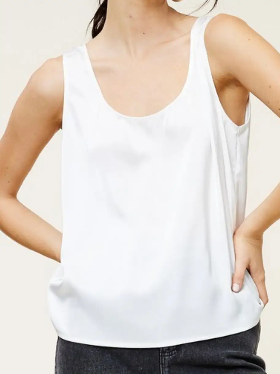 Satin Effect Scoop Neck Top