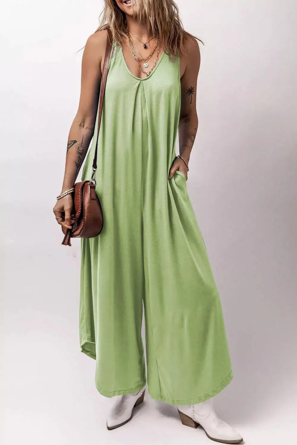 Relaxed Wide Leg Sleeveless Jumpsuit