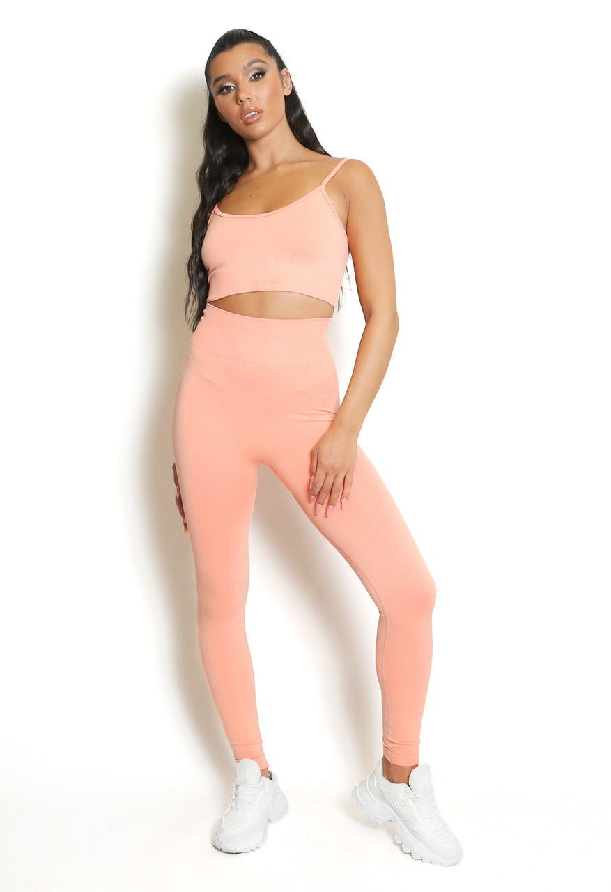 Strap Crop Top & Leggings Gym Set - Aurelia